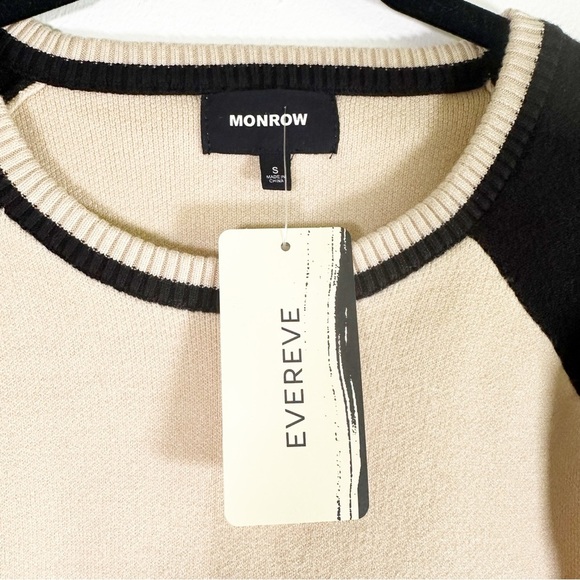 NWT $148 Revolve x Monrow Super Soft Color Block Raglan Cropped Pullover Sweater - Picture 4 of 11